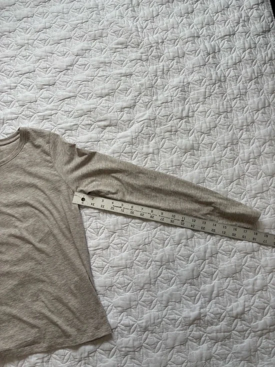 Eileen Fisher Long Sleeve Tee in Light Heathered Taupe - Picture 5 of 6